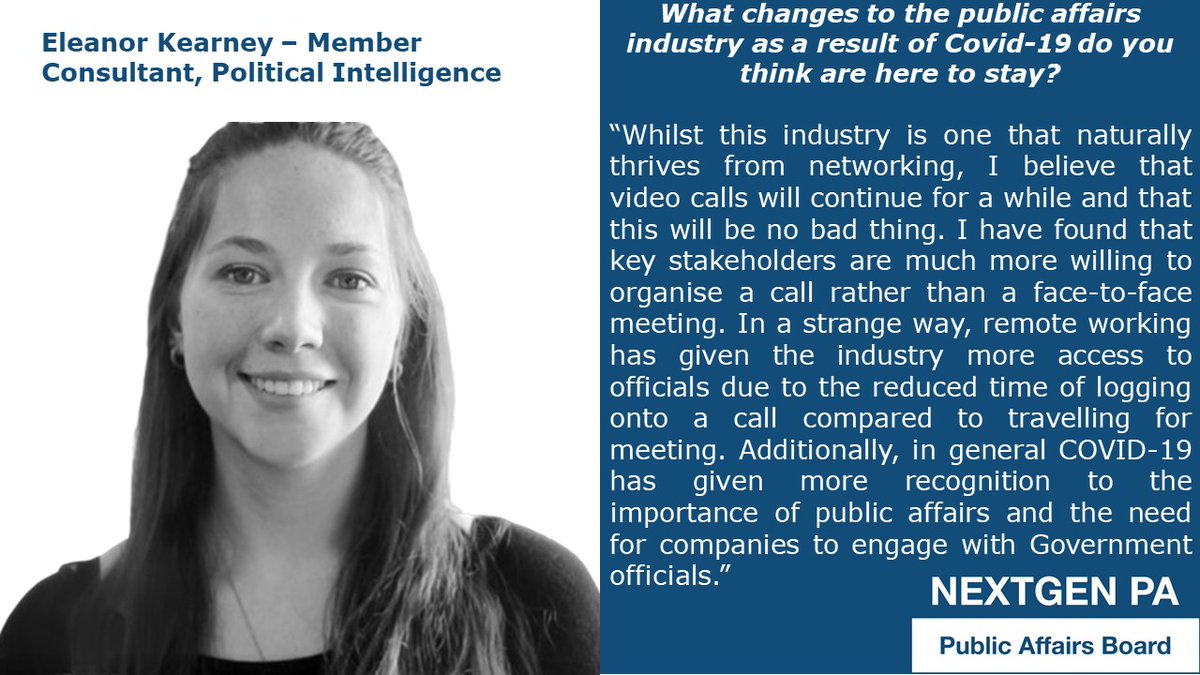 NGPAGroup's tweet photo. With Covid-19 continuing to dominate the international headlines, NextGen Committee Member Eleanor Kearney tells us what parts of the remote working experience may be here to stay... #MeetYourCommittee https://t.co/RnBfFecvGY