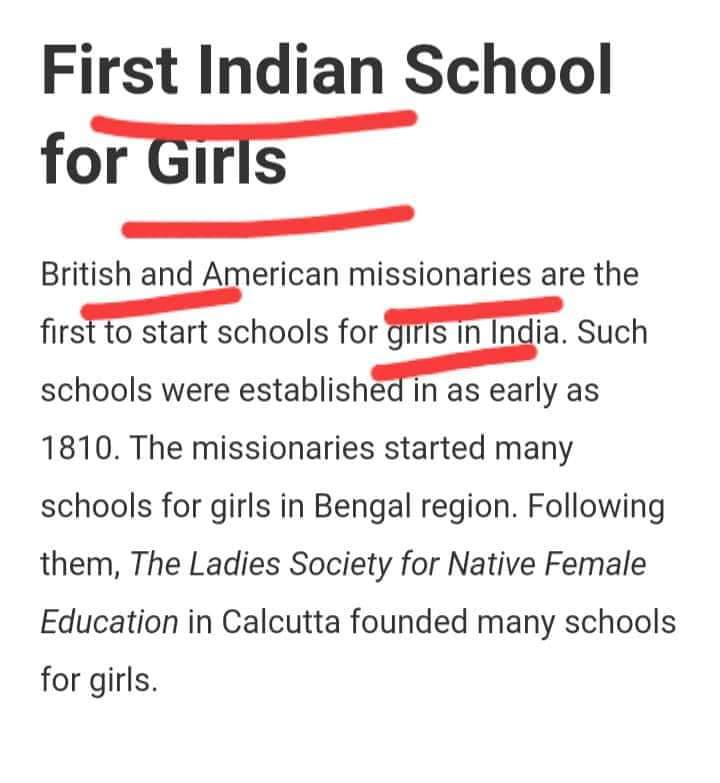 In 1829, a missionary nun named Cynthia farrar was running a Girl missionary school. Before 1835, education was in hands of Sages and Brahmin, many girl schools were already running in different part of India including Bengal.