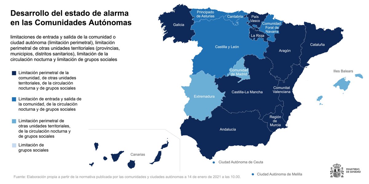 desdelamoncloa's tweet photo. ❗️Para frenar la expansión del #COVID19, los territorios están adoptando nuevas medidas que entrarán en vigor en los próximos días.
 
Recuerda que en el mapa interactivo de @sanidadgob podrás consultar todas las restricciones cuando estén activas.
 
👇🏻
https://t.co/6h09RT0Plt https://t.co/24V4wK9Xsd