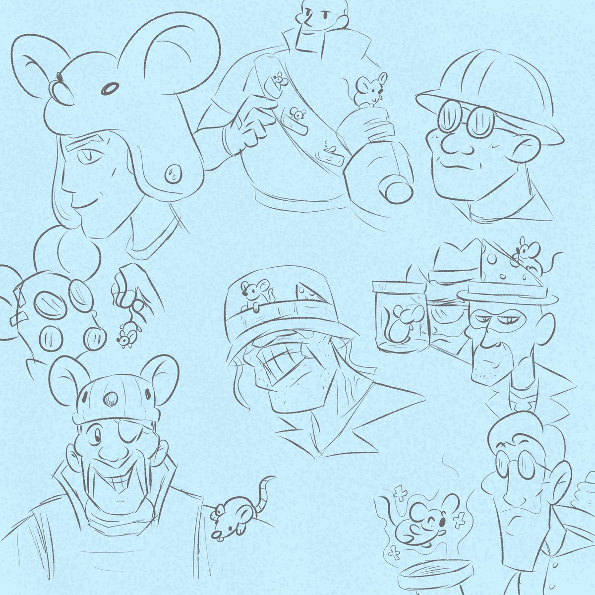 Drawings from last night. They said there weren't enough rat-related stuff in Tf2. 