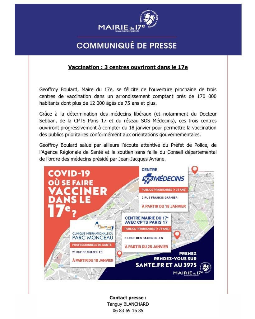 💉 #Vaccination Je me félicite de l’ouverture prochaine de trois centres de vaccination dans un arrondissement comptant près de 167 000 habitants dont plus de 12 000 âgés de plus de 75 ans 1/4