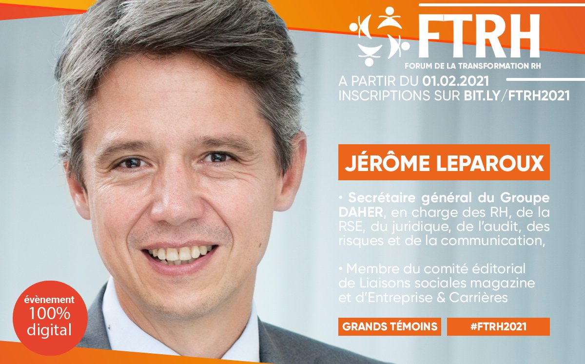 #FTRH2021 - <a href="/jerome_leparoux/">Jérôme Leparoux</a> , <a href="/DAHER_official/">Daher</a> sera présent au #FTRH2021 - Découvrez sa biographie : bit.ly/INTERVENANTSFT… - Inscrivez-vous dès maintenant >> bit.ly/FTRH2021