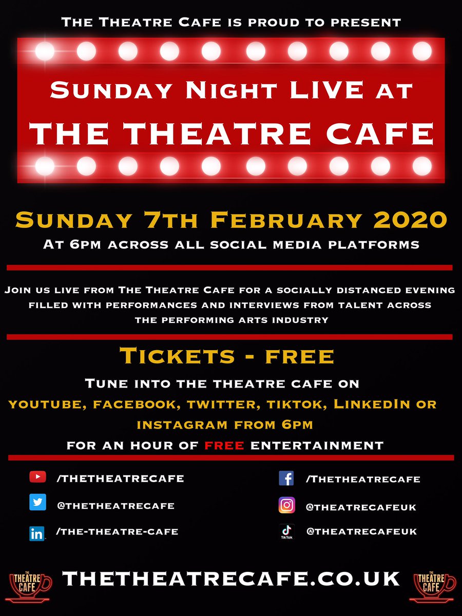 Check out this exciting night of theatre curtesy of <a href="/thetheatrecafe/">The Theatre Cafe</a> on Sunday 7th Feb! A night filled to the brim of epic theatre talent to bring a smile to everyone’s faces right now for FREE! 🙌🏽😱🌟