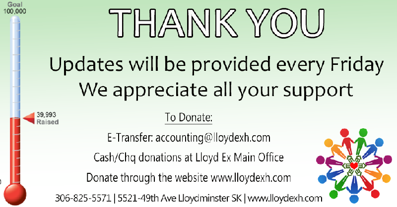 lloydexh's tweet photo. Dear Lloydminster &amp; Area....

Thank you...... so far you have raised $39,993

We are so humbled by the outpouring of support to our Association. We will update our #1000campaign every Friday!

SHARE | LIKE | DONATE | CHALLENGE

#1000campaign #yourlloydex https://t.co/N0tQwXH00d