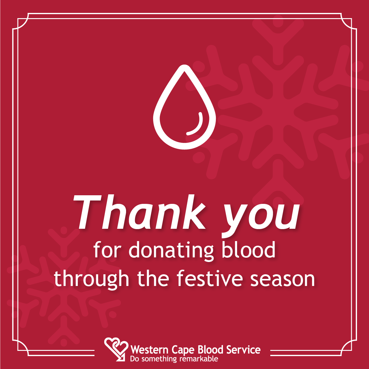 The_WCBS's tweet photo. Thank you for helping us save lives during the festive season! We hope to see your continued support in 2021.

Download the #WCBSapp or visit our website to find a blood drive close to you: https://t.co/ssvymmktkL https://t.co/tfMGw6VcWG