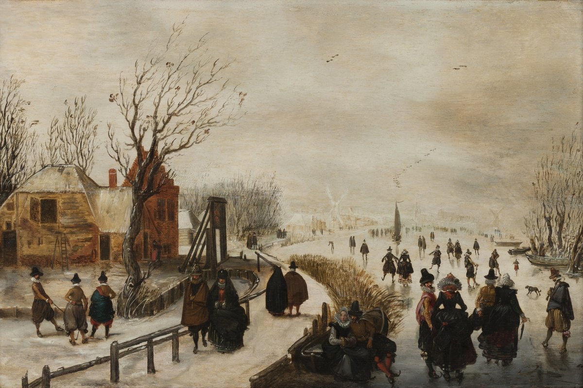 RCE_erfgoed's tweet photo. Op de Dag van de Elfstedentocht staat het Nederlandse #schaatserfgoed centraal. Uit de RCE-collectie: 'Winterlandschap met schaatsers' door Adam van Breen. Op dit 17e-eeuwse tafereel nog geen glimmende schaatspakken, maar pofbroeken en lange rokken. #11dag21 #collectienederland https://t.co/g2lKTwVM8S