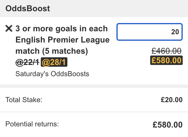 TNL_Tips's tweet photo. 𝙉𝙊 𝙍𝙄𝙎𝙆 𝙎𝘼𝙏𝙐𝙍𝘿𝘼𝙔 𝙎𝙋𝙀𝘾𝙄𝘼𝙇 📈

£20 returns £580 or your stake back as cash! 🤑🤯

𝘾𝙇𝘼𝙄𝙈 ➡️ https://t.co/oFJkbqbv5t 

(T&amp;Cs apply 18+ gamble aware) https://t.co/BgAfl5aYBn