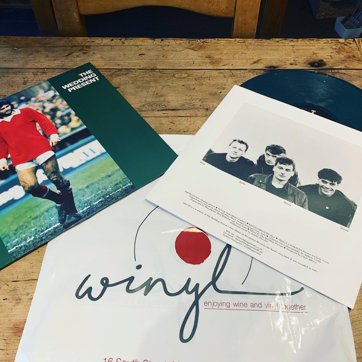 Loving my <a href="/weddingpresent/">David Gedge</a> Xmas present from <a href="/winylshop/">winylshop</a>. I sell Steve great Kiwi and Aussie Wines and he sells me fab sounds. Green Vinyl George to add to my White Vinyl Tommy.#vinyl