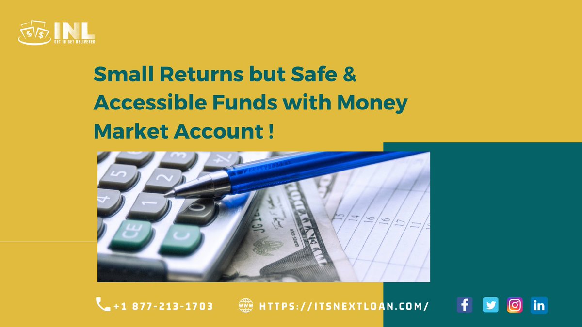 When Safety & Accessibility is your first priority, then Money Market Account is something you need to look into. Get assistance from INL here itsnextloan.com 

Visit: itsnextloan.com
Call: +1 877-213-1703
Drop us an email: info@itsnextloan.com
#money #itsnextloan