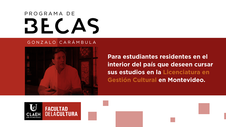 Continuan abiertas las inscripciones al Programa de Becas Gonzalo Carámbula para estudiar la Licenciatura en Gestión Cultural en Montevideo. 

+Info 🔗 bit.ly/3oKnjxM 

#FacultadCultura #UCLAEH