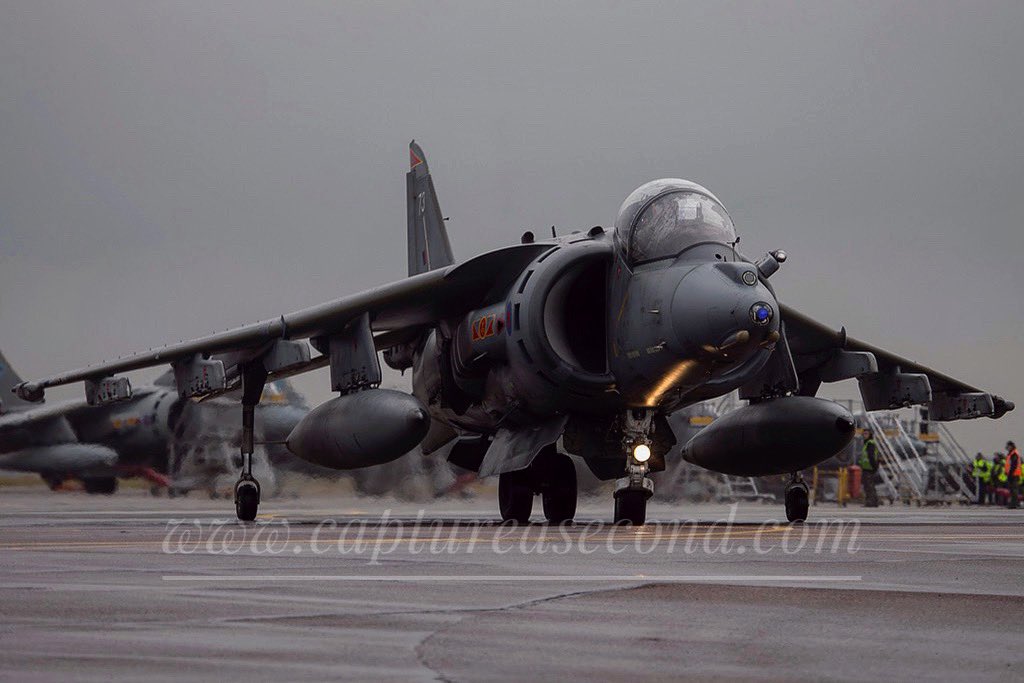 captureasecond's tweet photo. 800 NAS Harrier taxiing out. #harrier #raf #royalairforce #jfh #royalnavy #800nas #harrier #hover #airpower #fighter #flight #fastjet #aviation #avgeek #captureasecond https://t.co/sfTuVojLhc