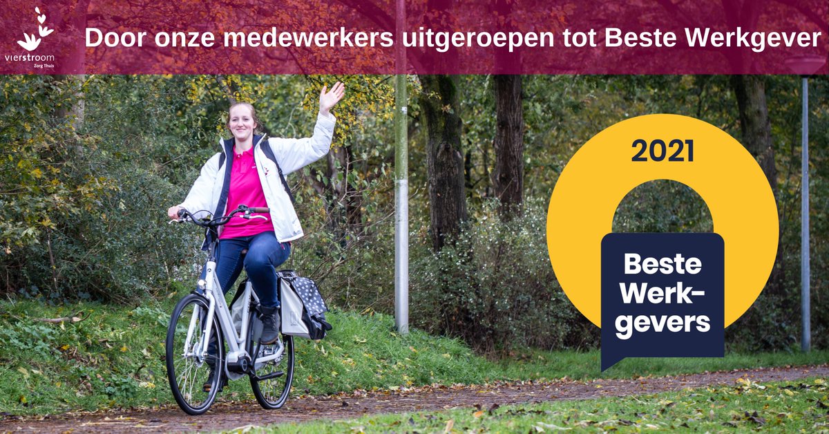 Trotse Beste Werkgever! Wij zijn trots dat #Vierstroom Zorg Thuis dankzij de input van haar #medewerkers is uitgeroepen tot de BESTE WERKGEVER! #Medewerkersonderzoek #VierstroomZorgThuis #effectory #wijkverpleging #wijkteam #verzorging #verpleging