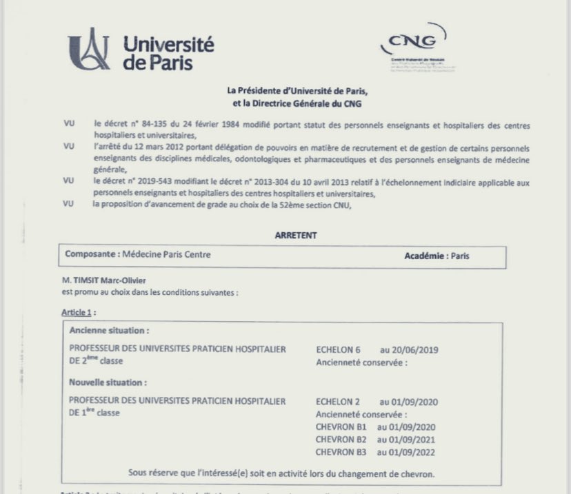 Très fier et reconnaissant d’être promu 1ere classe. Je remercie sincèrement le CNU d’Urologie (<a href="/delataillealex/">Pr. Alexandre de La Taille</a> <a href="/MejeanArnaud/">Arnaud Méjean, MD, PhD</a> <a href="/OTRAXER/">Olivier Traxer</a> <a href="/LucGCormier/">Luc Cormier</a> ..) et <a href="/UP_Medecine/">Université Paris Cité Médecine</a>.