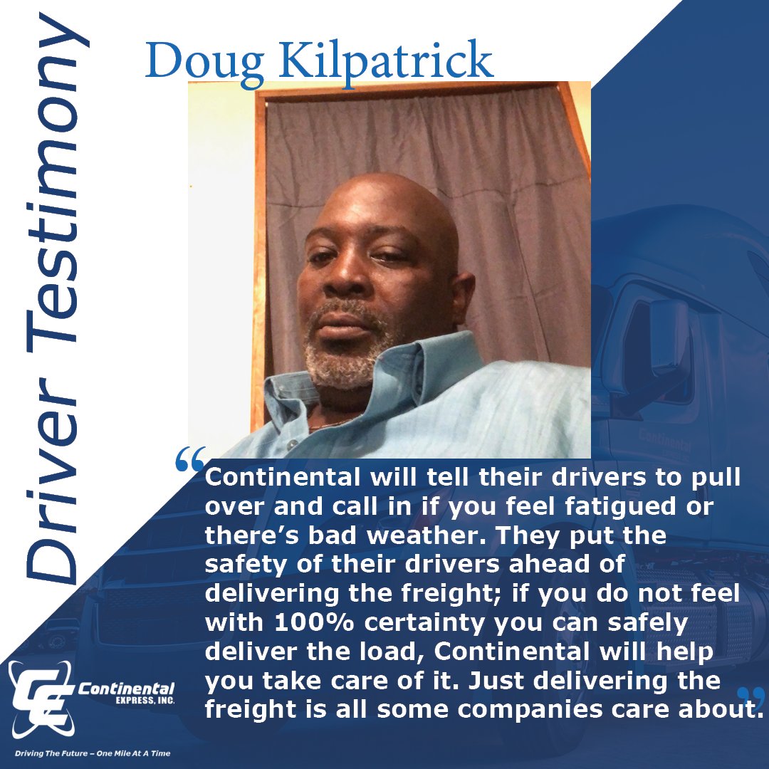 CEIOHIO's tweet image. In 2021, Doug will celebrate a decade of driving at Continental Express. After years of hard work and a lot of miles, one thing continues to stand out to Doug: our dedication to driver safety.

Thank you, Doug, for all you do!

#DriverTestimony #ContinentalCares