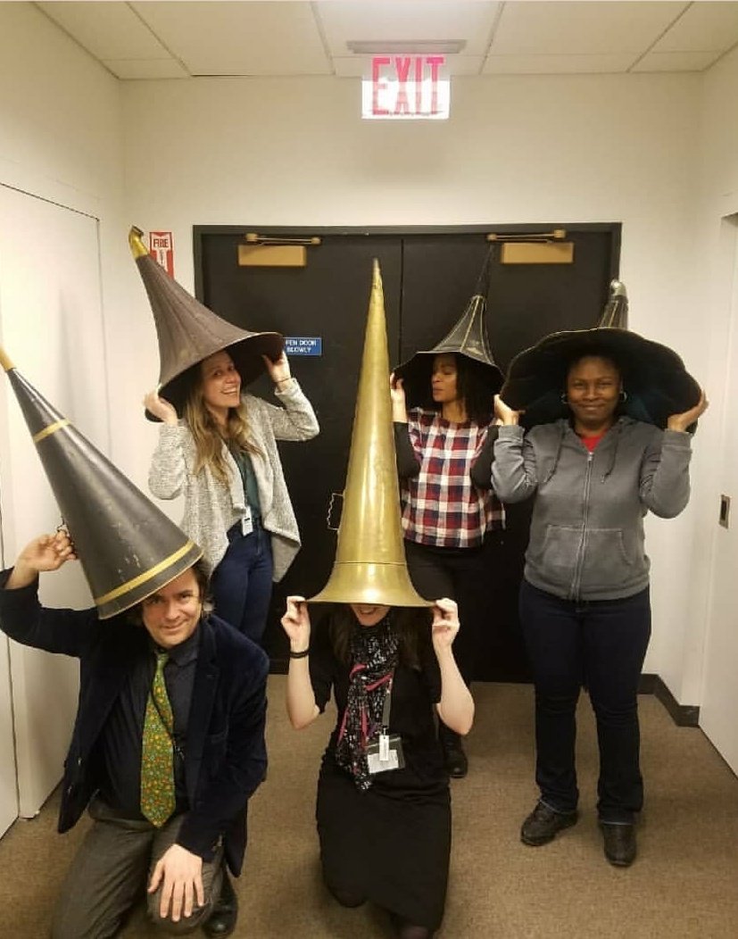 RHA_NYPL's tweet photo. Flashing back to 2018 with this sweet image of LPA staff members showing off some of our #phonograph horns😊.
#FlashbackFriday #RecordedSound #ArchivesAreCool @nypl_lpa https://t.co/lHKTnrIV90