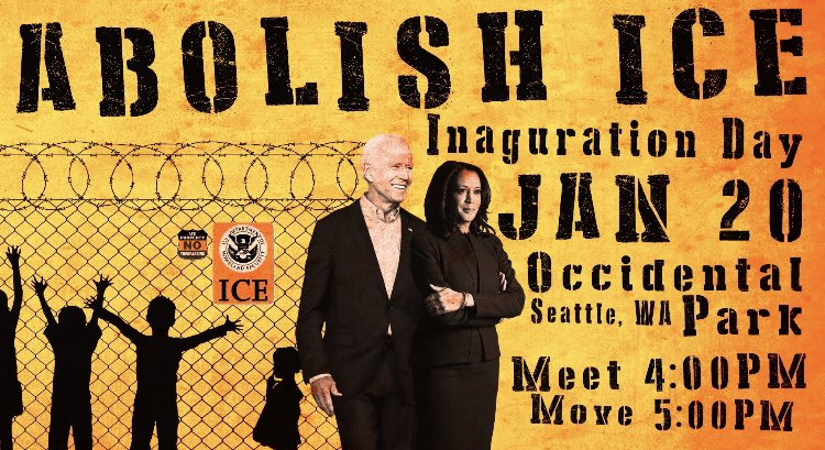 seattleYLF's tweet photo. ALL OUT FOR J20! The atrocities being committed by ICE will continue under a new presidency, join us at occidental park at 4pm on inauguration day #SeattleProtests #seattleprotestcomms #J20 #abolishICE https://t.co/Uk02MAqHhP