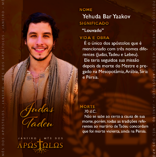 EliteUniversal's tweet photo. Estamos vivendo o mês dos Apóstolos, por isso, decidimos trazer posts contando um pouco sobre cada um.

Hoje, vamos conhecer mais sobre o Apóstolo Judas Tadeu.

#EliteUniversal #EuSouELT #Apostolos #Biblia #arqueologia #patristica #evangelhos #teologia #iurd #apostle #discipulos https://t.co/fi7sc90GxV