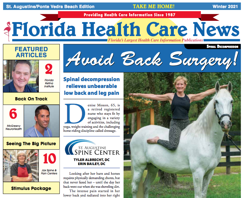 flhcnews's tweet photo. Need an alternative to surgery for #backpain? Looking for an eye doctor that repairs #retinaltears? Want to see if #oxygentherapy can help heal your wounds? The answers and more in our winter St. Augustine edition! https://t.co/ZWGxU9iZEp @floridaretina @CoastalHcare https://t.co/31kypILtEE