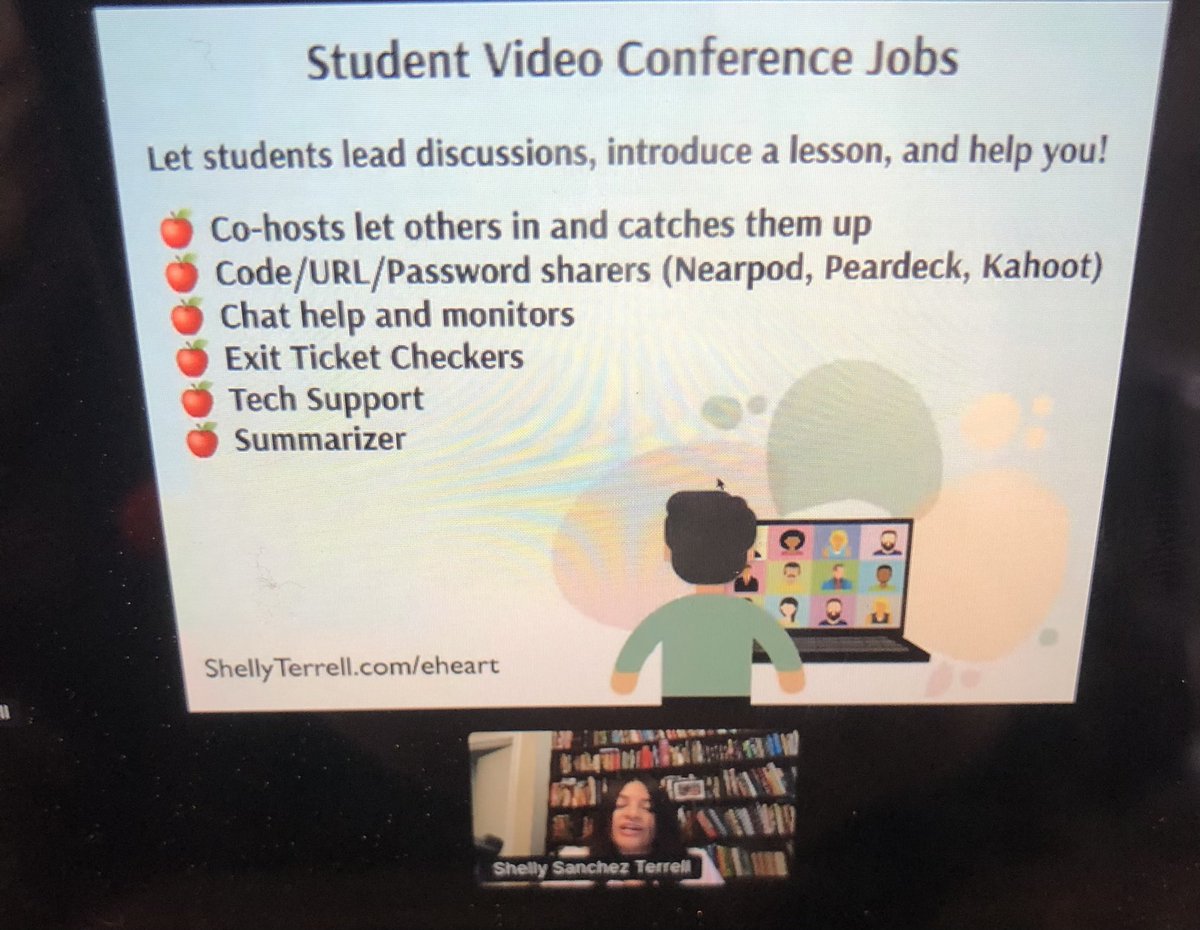 KaitlinCurran2's tweet photo. @ShellTerrell sharing the importance of caring for learners in a virtual environment. Great strategies and so essential during this time & always. #remotelearningconil https://t.co/u2tk8uc3xq