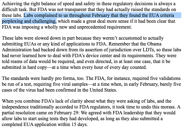 Here's a nugget of truth. The FDA held back academic labs from testing, and have been unclear. Researchers testing like  @srikosuri  @UrnovFyodor may be interested in this part of the discussion.