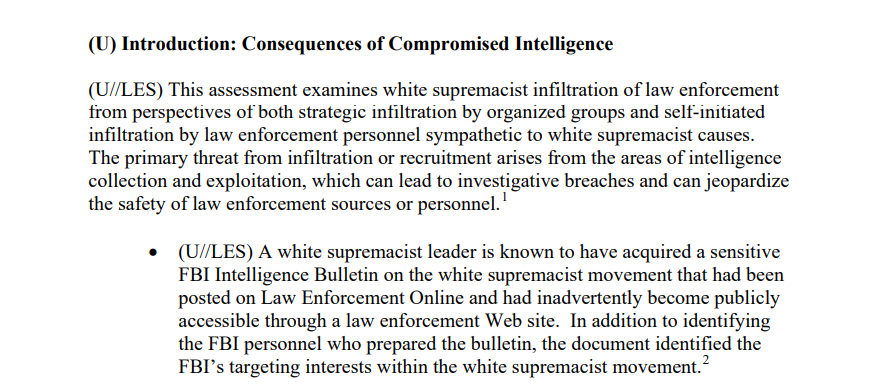 There were documented cases of white supremacist leaders acquiring sensitive FBI information.3/