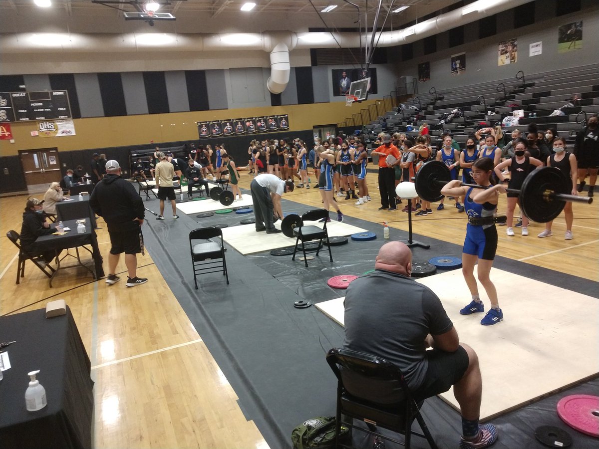Clay county girls weightlifting championships going on at Oakleaf High.. Clay looking for challengers