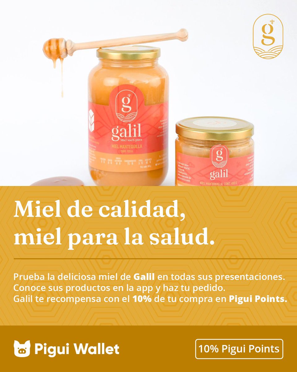 PiguiWalletMX's tweet photo. Refuerza tu sistema inmune con los productos de Galil, #miel 100% pura. 🍯🐝 https://t.co/BKEwK1hU5T
