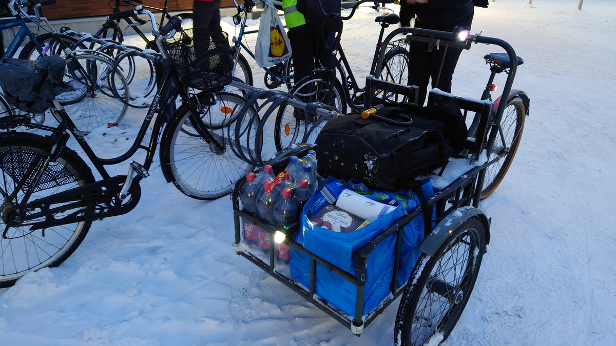 Load the stuff into your bike & return the cart. 12/x