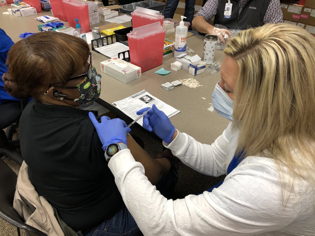 JMCRHealthDept's tweet photo. We’re vaccinating hundreds of @JMCSchools employees for #COVID19 at the health department today. Find more information about vaccine phases and distribution at https://t.co/rrt3P8bQIX. Call our COVID-19 hotline at 731-240-1771 if you have questions. https://t.co/ZCO0MyAKwY