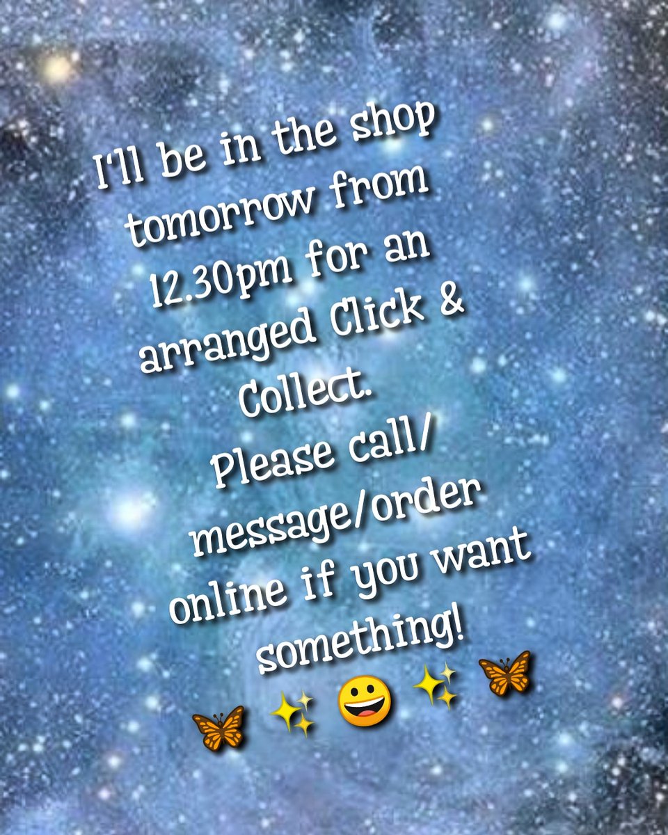 Hello! Please ring/message or shop online for click 'n' collect beforehand.  Website/shop address: butterflyballshop.com
On collection please arrange time slot, wear a face mask and make sure your hands are squeaky clean! Thank you! 😀 🙌🏻🦋

#Stroud #crystals #localbusinesses