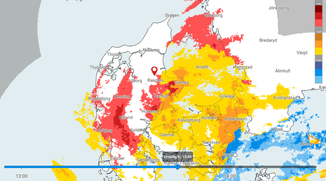 jenspeterhansen's tweet photo. Kære @dmidk - i disse dage er vi nogle, der har et søvnmønster svarende til ammende mødre ;-) Vi vil så gerne ud på ski, og derfor holder vi skarpt øje med Radar med nedbørstype - hvor har det sneet? Men der vises kun 3 timer tilbage. Please - lad os kunne vælge 8 timer #langrend https://t.co/NGTRSbnQGy