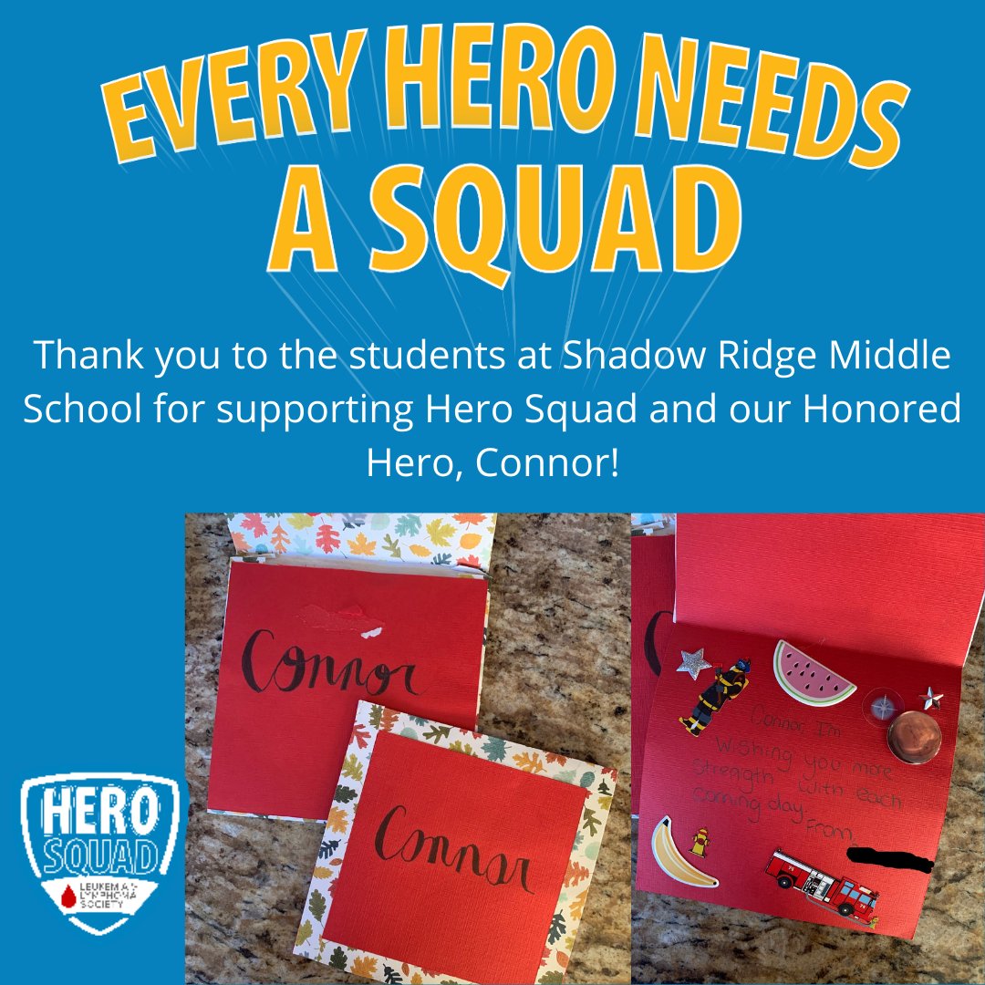 Thank you to the students at Shadow Ridge Middle School for supporting Hero Squad and our Honored Heroes! We are grateful for all of our school partners for the impact that you are making on the health and future of kids living with cancer. herosquad.org #herosquad #lls