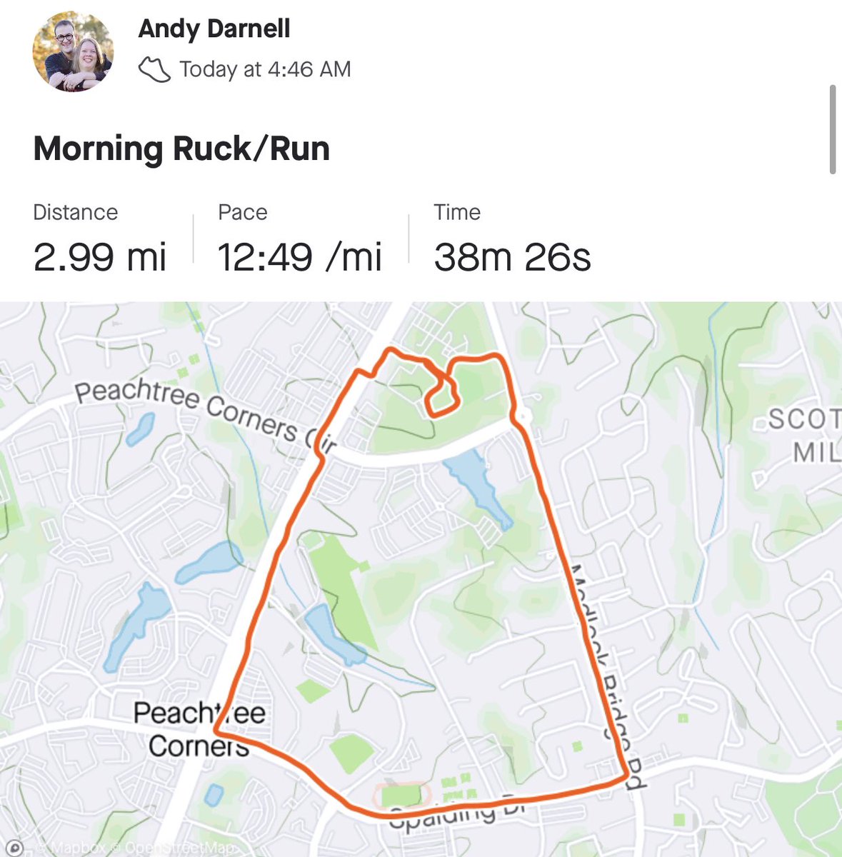 andydarnell's tweet photo. 3 mile solo Ruck this morning followed by a great workout with 10 men who sharpen me. I didnโt check in with #Steve this morning. If I had, I wouldnโt have worn the tights... almost combusted during the workout. #f3nation #f3alpha https://t.co/IkCFK9Olv3