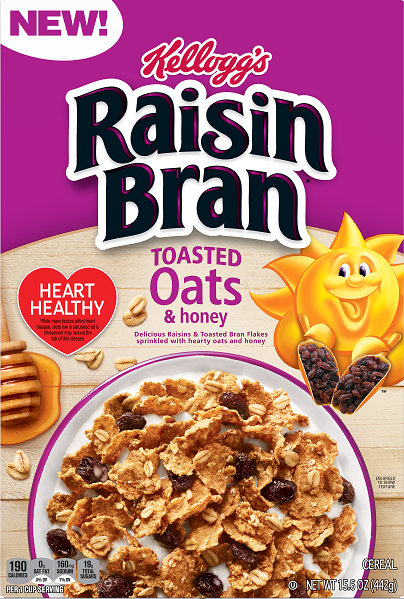 KelloggsRDs's tweet photo. Introducing Raisin Bran Toasted Oats and Honey! A tasty blend of crispy bran flakes, raisins, toasted oats, + real honey. 5 g of #fiber per serving! #fiberfocusmonth https://t.co/NT7zj6QsF5