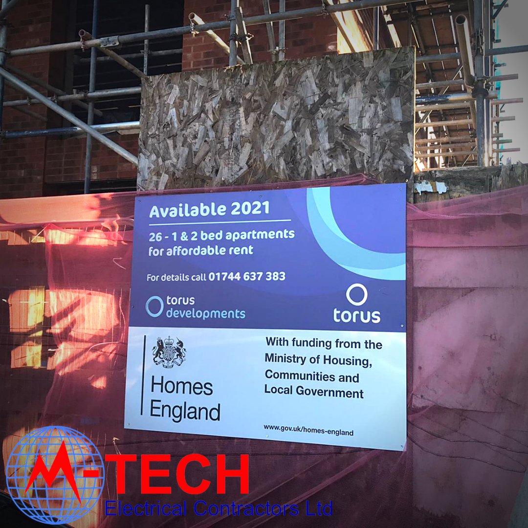 mtechelectrical's tweet photo. It's been a busy week over at the Torus Sandbach site! 

M-Tech have been subcontracted to carry out the full electrical installation of 26 affordable-rent apartments. 

Need an expert team for your next project? Get in touch to see how we can help at admin@mtechelec.co.uk https://t.co/rEPAsMWJpW