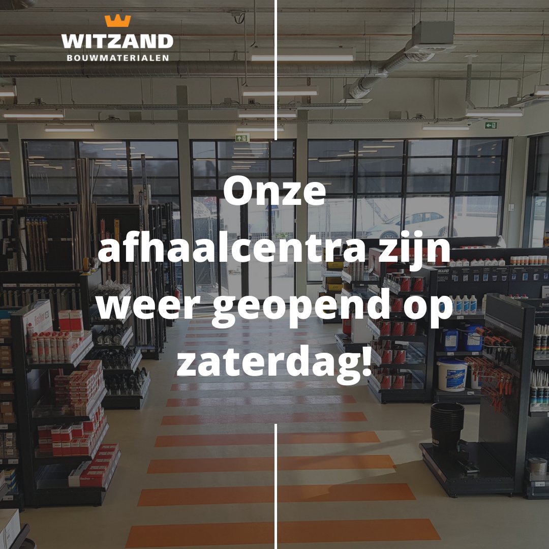 Afhaalcentra weer geopend!✅

Onze bouwshops en drive inn afhaalcentra zijn weer geopend op zaterdag. 

Wij verkopen momenteel uitsluitend aan bedrijven en niet aan particulieren!