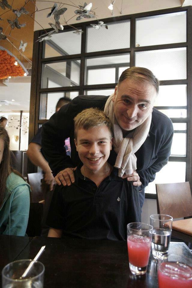 It’s #HugLikeDavid day! Here he is with one of his favorite chefs, <a href="/chefjoseandres/">Chef José Andrés 🕊️🥘🍳</a> . Wear an Aloha shirt and eat some yummy food today. And spread awareness for kids with cancer.♥️