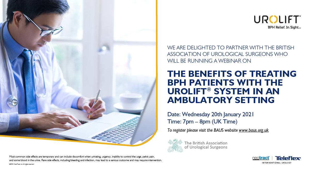 UroLiftEMEA's tweet photo. Please join us next Wednesday when we partner with @BAUSurology to deliver a webinar on the benefits of treating BPH patients with the #UroLift System in an ambulatory setting. https://t.co/728RNfTugN