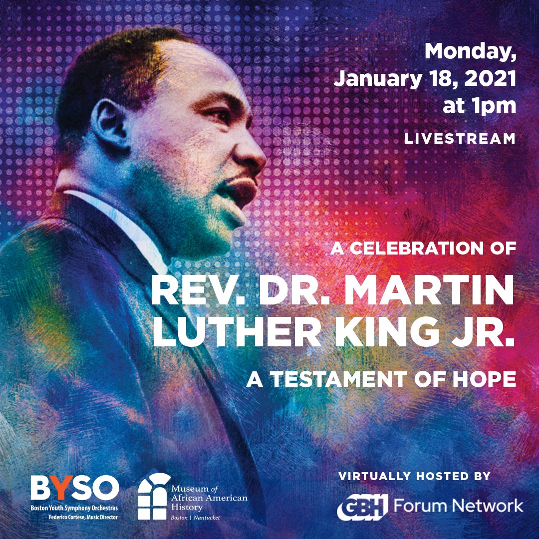 MAAH &amp; <a href="/BYSO/">BYSO</a> recognizes the universal role of music in the African American experience &amp; its impact across race &amp; ethnicity to advance the message of freedom and hope, past, present, &amp; future

Honor Dr. King w/ A Testament of Hope!  1/18 at 1pm 
Register: ow.ly/mzSm50D6gBY