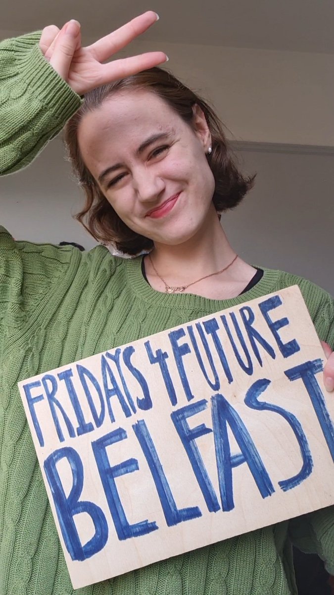 AnnaKernahan's tweet photo. Climate strike week 72 from Belfast, NI.
Turns out I'm incapable of posing for a serious photo for more than 1 second, so here's the blurry outtakes too featuring my favourite thrifted jumper
Also, #TeamCows!
#ClimateStrikeOnline @Fridays4future @GretaThunberg #ClimateCrisis https://t.co/c1Yr19daNf