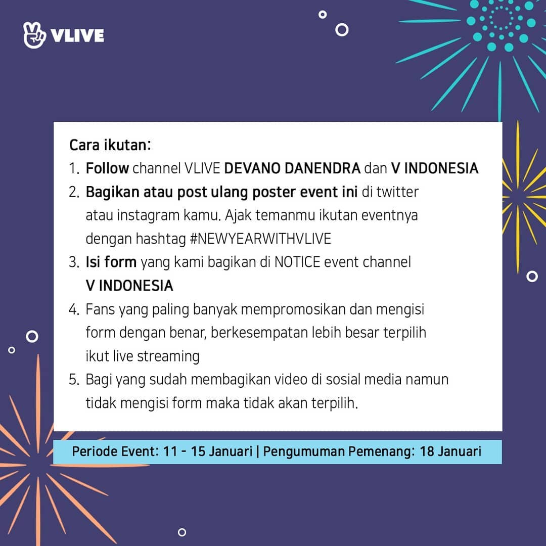axugabut's tweet photo. Haii Cuman mau ngasih tau kalau VLIVE lagi ada event new year yu ikutan event nya karena banyak hadiah menarik &amp; 4orang beruntung bisa live dan ngobrol bareng Devano. Follow yuu chanel Devano di VLIVE. Tunggu apa lagi yu ikutan!! Jangan sampai nyesel ga ikutan #NEWYEARWITHVLIVE https://t.co/ycBma2lrS5