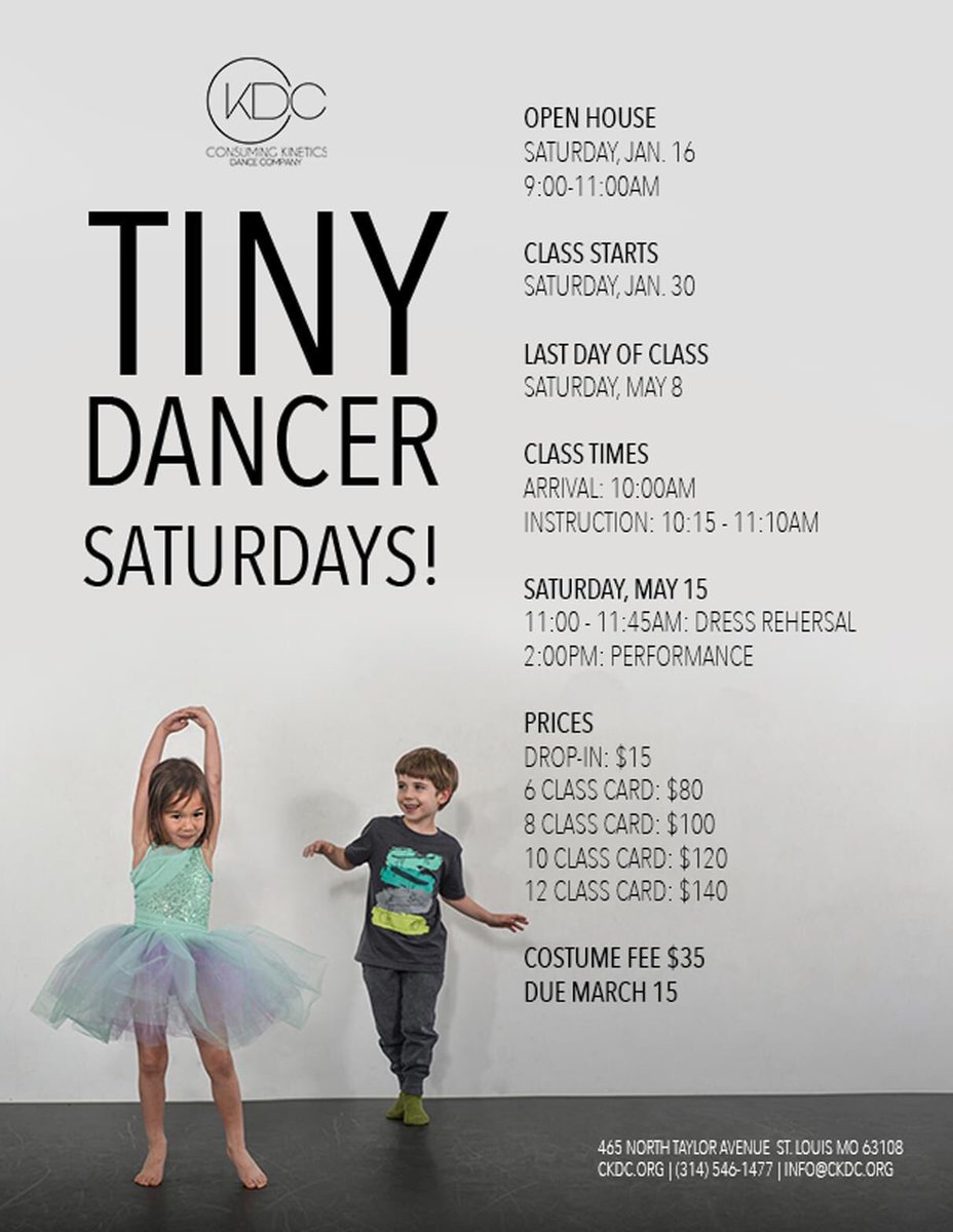 CKDanceCo's tweet photo. CALLING ALL TINY DANCERS PARENTS... OUR OPEN HOUSE IS TOMORROW SATURDAY, JANUARY 16th FROM 9-11am!
https://t.co/RfEHQA1wkK
#tinydancer #stlart #stlclass #danceclass #stldance #littledance #noncompetitive #homeschooling2021 #SaturdayMorning https://t.co/J71PNWNNbv
