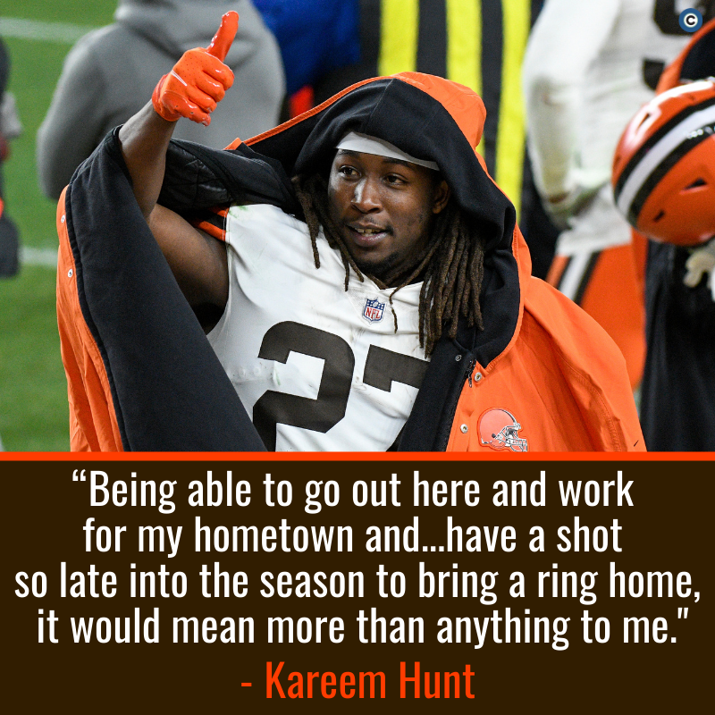 clevelanddotcom's tweet photo. Kareem Hunt's dream is to win a Super Bowl, and he has a chance to do just that for his hometown team. https://t.co/9Thxz9Lgke