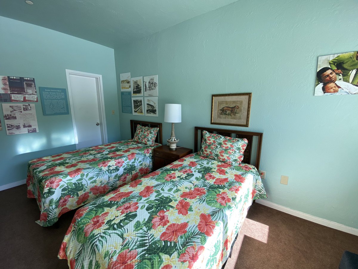 Here are photos of the actual room where the four men stayed, along with some photographs that now hang around the room of Ali and Malcolm. It has now become an exhibit for visitors to view.