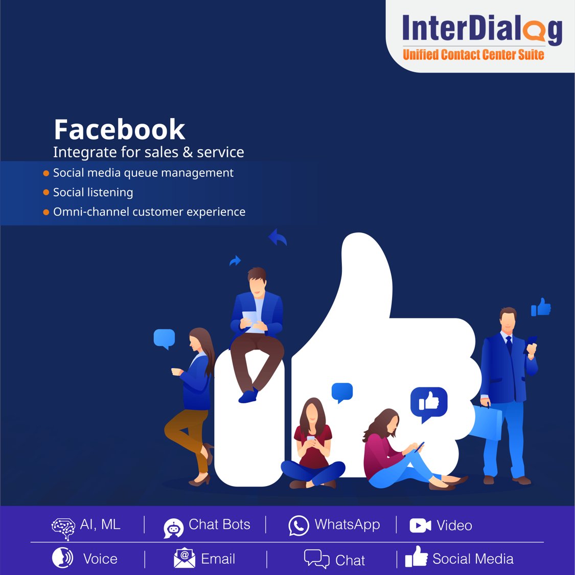 teckinfoindia's tweet photo. InterDialog Unified Contact Center Software with social media connectors can help your agents handle comments or post being done on your company’s Facebook page #contactcentersoftware #interdialog #socialmediaintegration #omnichannelcustomerservice https://t.co/TxN8ot8MRN