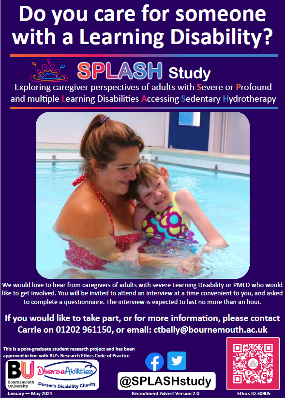 SPLASHstudy's tweet photo. We have ethics approval! Which means I'm very excited to let you all know we can now start recruiting. Here's the study poster for more information. #LearningDisability #LearningDisabilities #Hydrotherapy #LDresearch #LDcarers https://t.co/KMBWzWxVGw