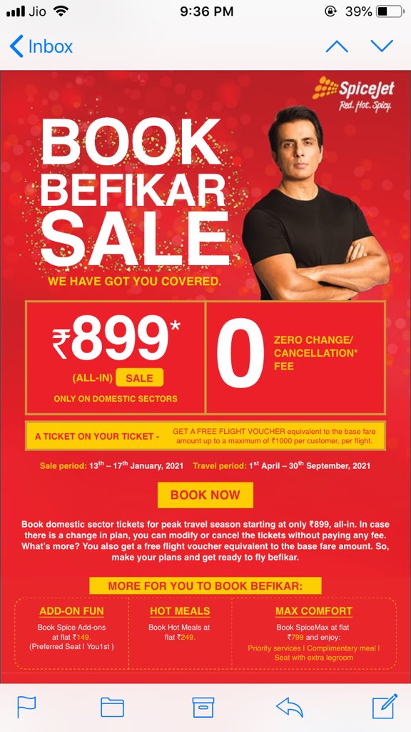 me_bhardwaj_'s tweet photo. @spicejet is offering the flight sale in 899 when i checked this is just a marketing strategy no one ticket is available under prices they're on normal prices as usual #spicejetflightsale #spicejet #customermanipulation #fraudulentpractices @jagograhakjago https://t.co/YbOOsU1JS7