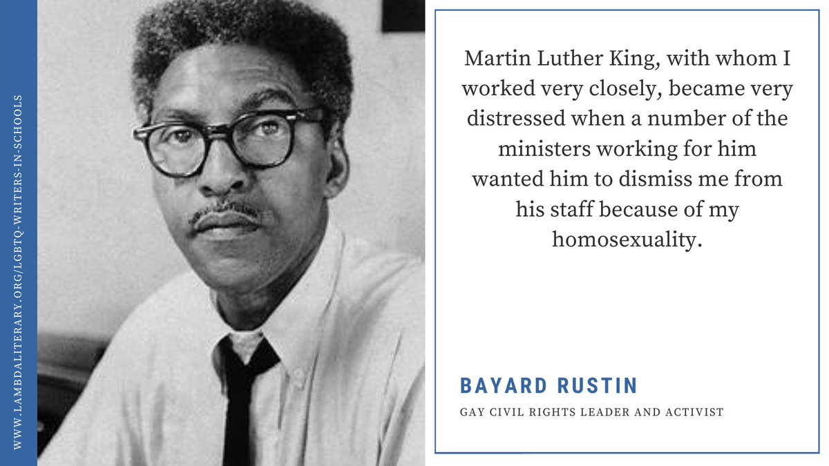Picture of Bayard Rustin with a quote about Martin Luther King.
