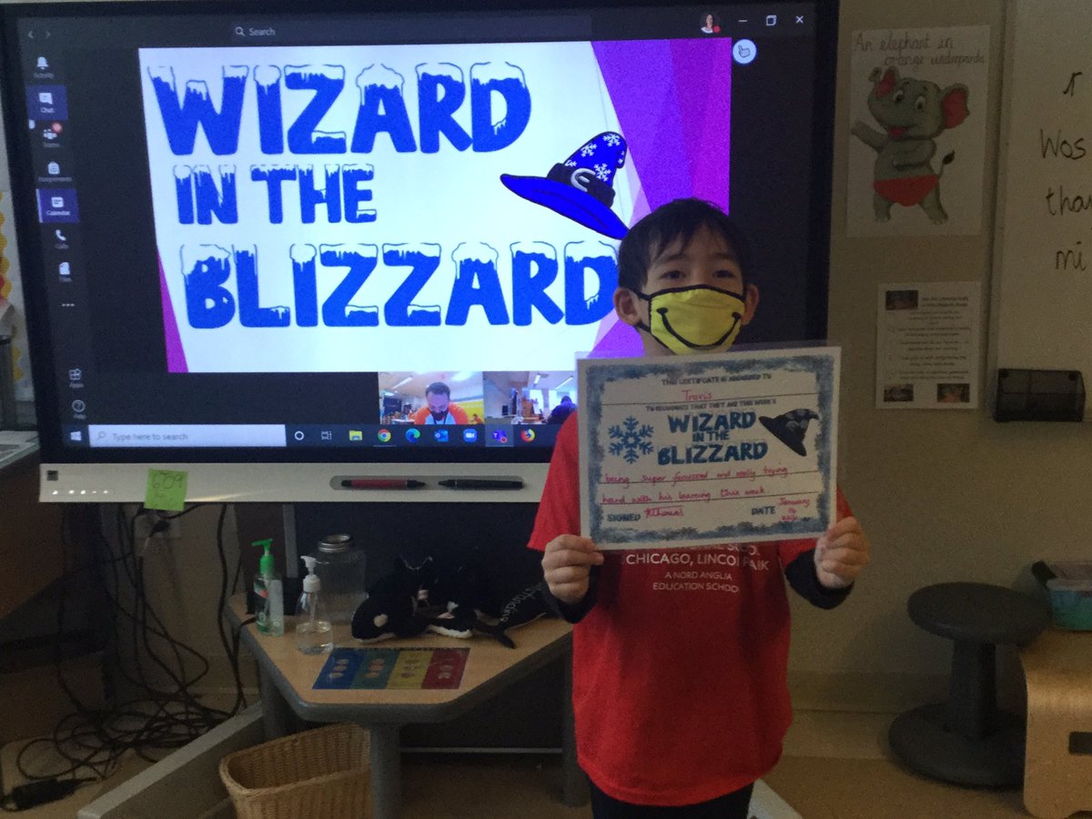 BISCLPYear2's tweet photo. Congrats to the #OutstandingOrcas’ first Author of the Week and Wizard of the Blizzard of 2021! We’re super proud of the hard work Connor and Travis put into their learning this week👏🏽👏🏽👏🏽 @BISCLincolnPark https://t.co/zf3tVJObTF