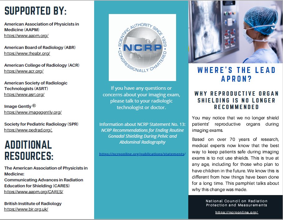 NCRP’s implementation guidance and communication materials support healthcare professionals when making changes to gonadal shielding practices. Download complementary materials for NCRP Statement No. 13: ncrponline.org/publications/s…